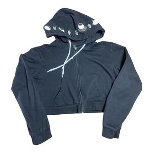 Midnight Hour Black Hoodie L Cropped Witchy Dark Sun Moon Zodiac